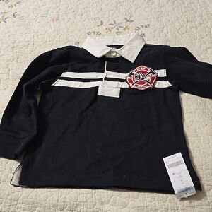 Gymboree Black and White Firefighter Polo
